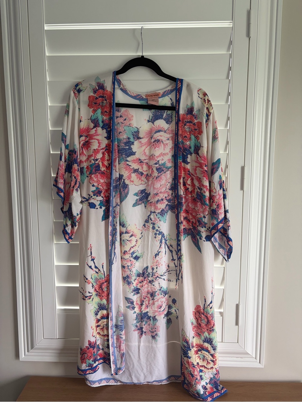 Boho Floral Long Sleeve Kimono Dress